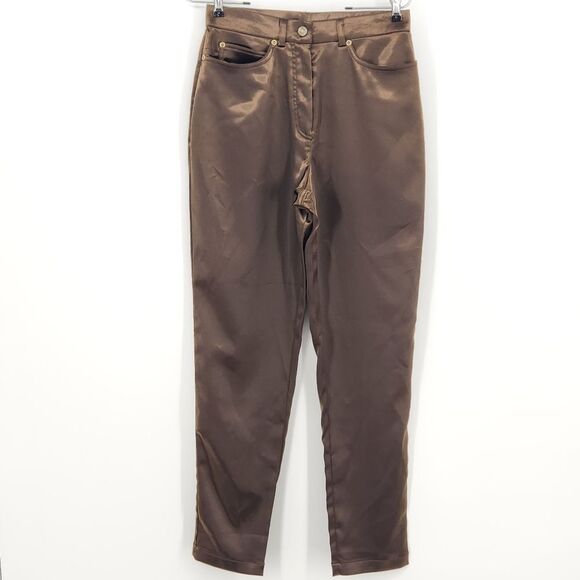 Vintage Reflections by Spiegel Satin Jeans Womens Size 6 Brown Y2K Retro 2000s
