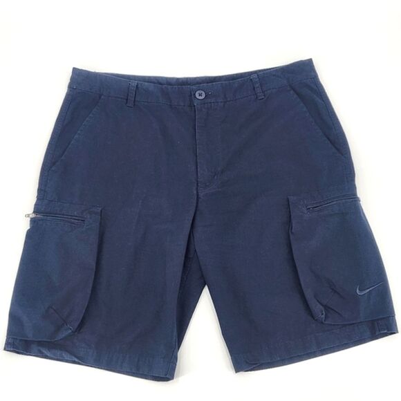 Vintage Y2K Nike Cargo Shorts Mens Size 36 Dark Navy Blue Woven Performance