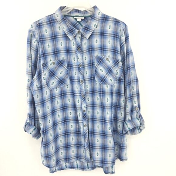 Westport 1962 Shirt Womens Size XLPlaid Button Up Flannel Western Southwestern