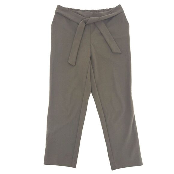 Worthington Pants Size 4 Womens Green Bow Tie Front Elastic Waist Straight Leg