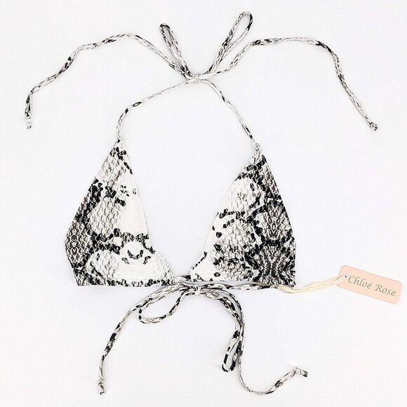 Chloe Rose Women’s Dream On Snakeskin Print  Triangle Bikini Top Large