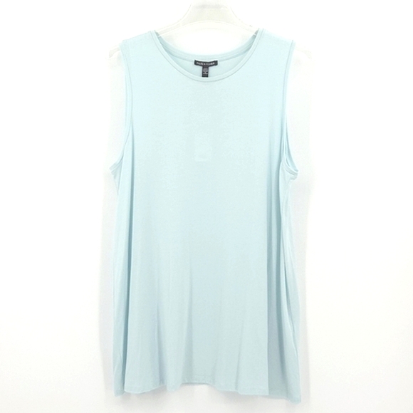 Eileen Fisher Fine Jersey Crew Neck Tank Top Womens Size Large Blue Quiet Luxury