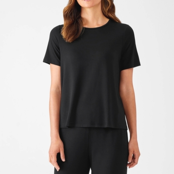 Eileen Fisher Fine Jersey Crew Neck Tee Womens Size 3X Black Quiet Luxury Norm